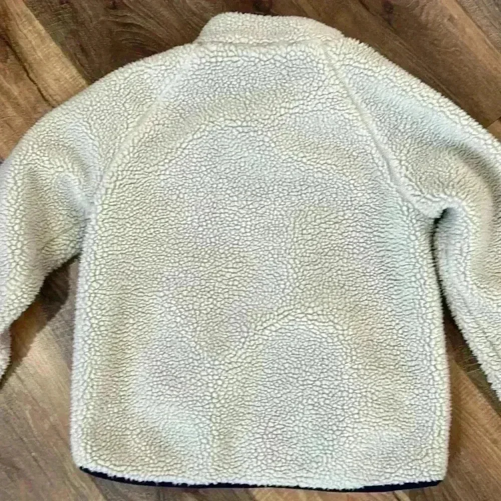jcrew crewcuts kids sherpa jacket zip front girls 14 cream, navy, & neon pink